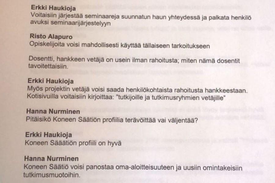 Ote keskustelumuistiosta tammikuulta 2006.